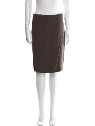 Pre-owned Max Mara Virgin Wool Knee-length Skirt In Brown