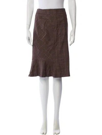 Pre-owned Max Mara Virgin Wool Knee-length Skirt In Brown