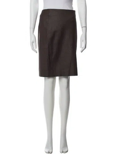 Pre-owned Max Mara Virgin Wool Knee-length Skirt In Brown