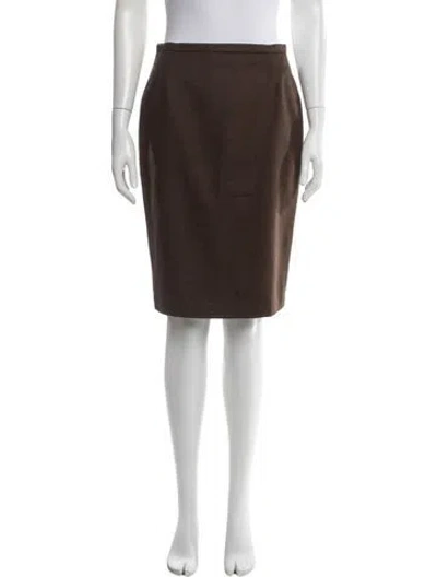 Pre-owned Max Mara Virgin Wool Knee-length Skirt In Brown