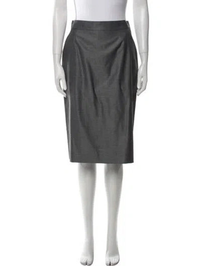 Pre-owned Max Mara Virgin Wool Knee-length Skirt In Gray