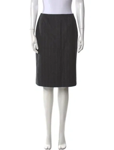 Pre-owned Max Mara Virgin Wool Knee-length Skirt In Gray