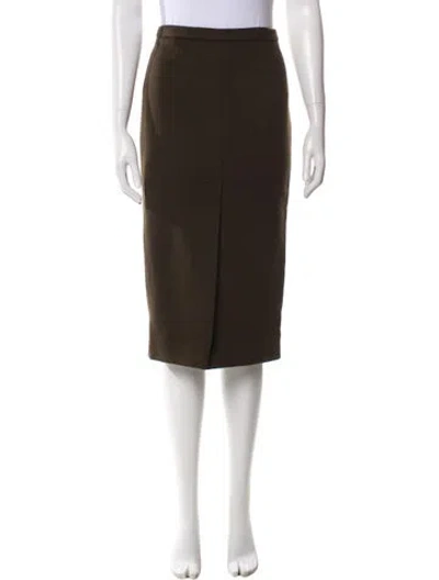 Pre-owned Max Mara Virgin Wool Knee-length Skirt In Green