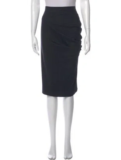 Pre-owned Max Mara Virgin Wool Knee-length Skirt W/ Tags In Black