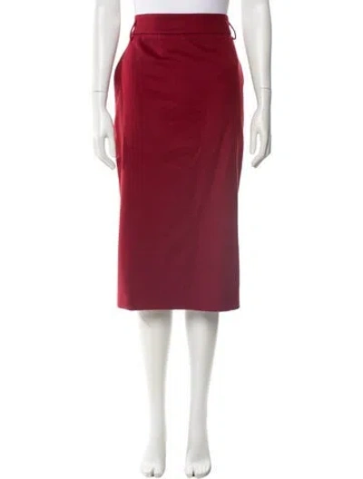 Pre-owned Max Mara Virgin Wool Knee-length Skirt W/ Tags In Burgundy