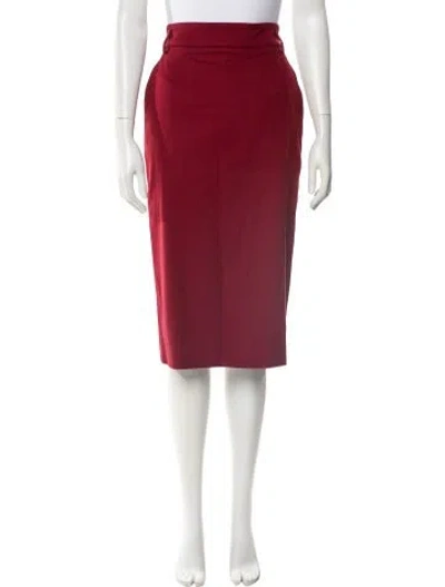 Pre-owned Max Mara Virgin Wool Knee-length Skirt W/ Tags In Burgundy