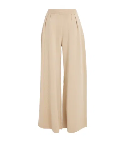 Max Mara Virgin Wool Knitted Trousers In Beige