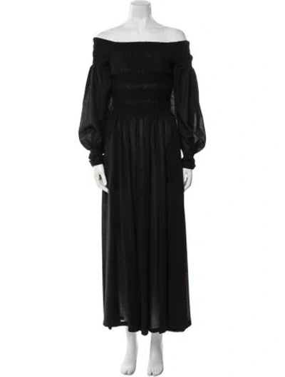 Pre-owned Max Mara Virgin Wool Long Dress In Black