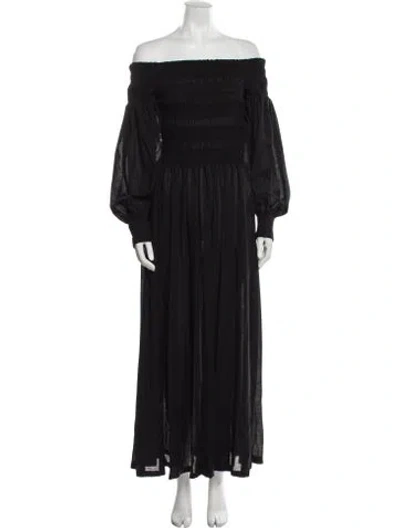 Pre-owned Max Mara Virgin Wool Long Dress In Black