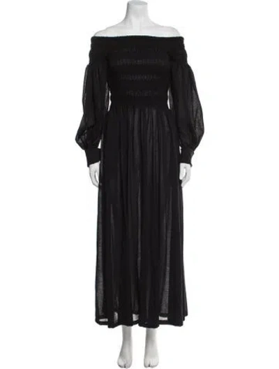Pre-owned Max Mara Virgin Wool Long Dress In Black