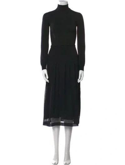 Pre-owned Max Mara Virgin Wool Long Dress In Black