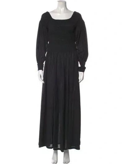 Pre-owned Max Mara Virgin Wool Long Dress In Black
