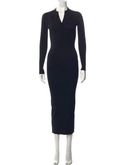 Pre-owned Max Mara Virgin Wool Long Dress In Black
