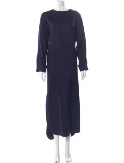 Pre-owned Max Mara Virgin Wool Long Dress In Blue