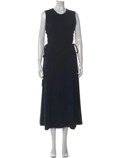 Pre-owned Max Mara Virgin Wool Long Dress In Blue