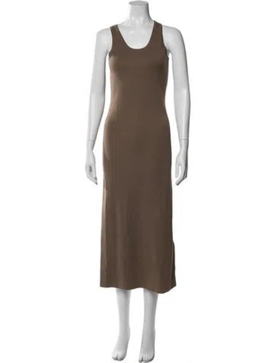 Pre-owned Max Mara Virgin Wool Long Dress In Brown