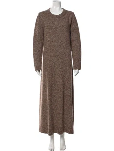 Pre-owned Max Mara Virgin Wool Long Dress In Brown