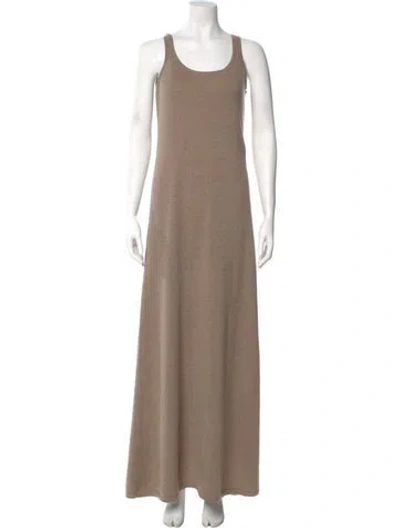 Pre-owned Max Mara Virgin Wool Long Dress In Neutral