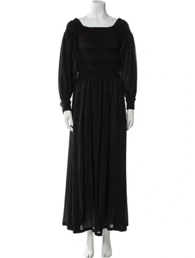 Pre-owned Max Mara Virgin Wool Long Dress W/ Tags In Black