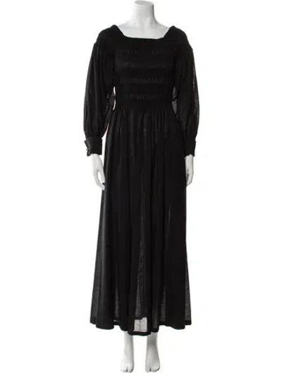 Pre-owned Max Mara Virgin Wool Long Dress W/ Tags In Black