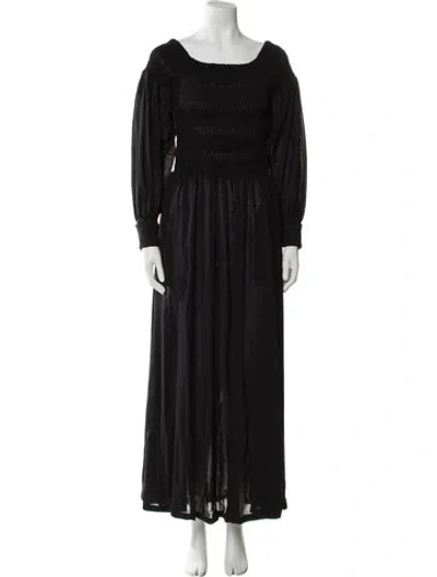 Pre-owned Max Mara Virgin Wool Long Dress W/ Tags In Black