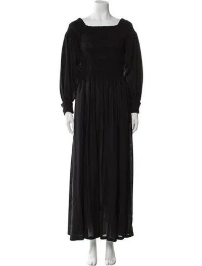 Pre-owned Max Mara Virgin Wool Long Dress W/ Tags In Black