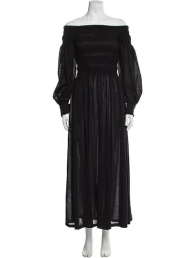 Pre-owned Max Mara Virgin Wool Long Dress W/ Tags In Black