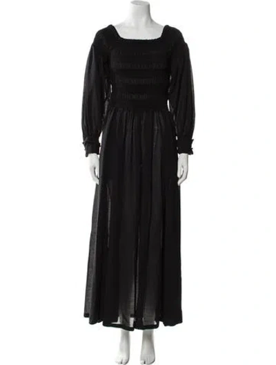 Pre-owned Max Mara Virgin Wool Long Dress W/ Tags In Black