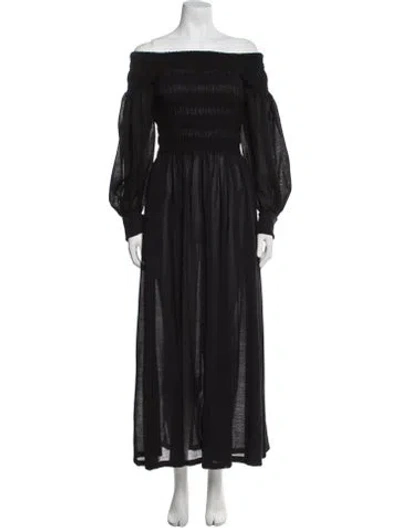 Pre-owned Max Mara Virgin Wool Long Dress W/ Tags In Black