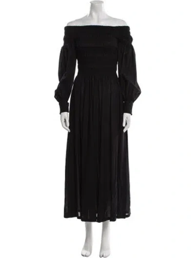 Pre-owned Max Mara Virgin Wool Long Dress W/ Tags In Black