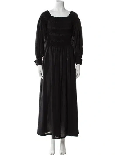 Pre-owned Max Mara Virgin Wool Long Dress W/ Tags In Black