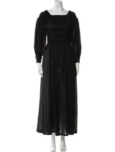 Pre-owned Max Mara Virgin Wool Long Dress W/ Tags In Black
