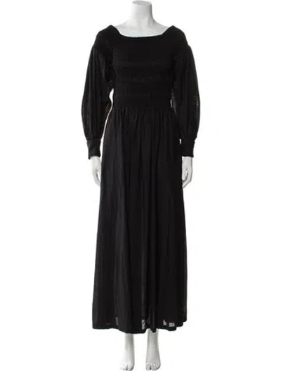 Pre-owned Max Mara Virgin Wool Long Dress W/ Tags In Black