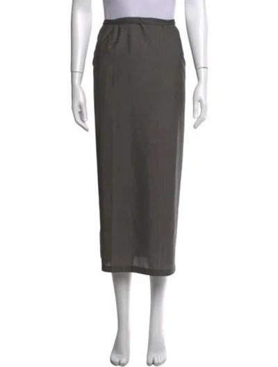 Pre-owned Max Mara Virgin Wool Long Skirt In Grey