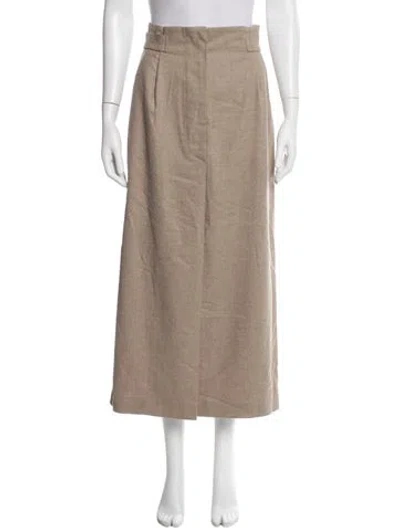 Pre-owned Max Mara Virgin Wool Long Skirt In Grey