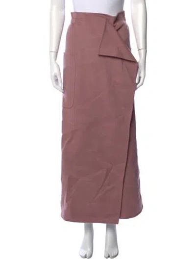 Pre-owned Max Mara Virgin Wool Long Skirt In Pink