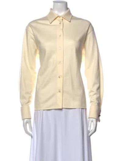 Pre-owned Max Mara Virgin Wool Long Sleeve Button-up Top In Neutral