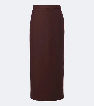 Max Mara Virgin Wool Maxi Skirt In Brown