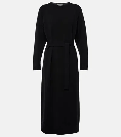 Max Mara Virgin Wool Midi Dress In Dark Gray