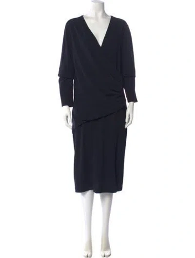 Pre-owned Max Mara Virgin Wool Midi Length Dress In Black