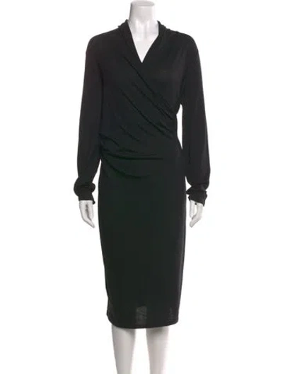 Pre-owned Max Mara Virgin Wool Midi Length Dress In Black