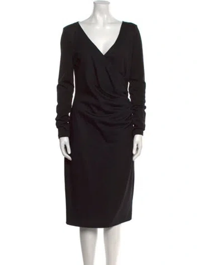 Pre-owned Max Mara Virgin Wool Midi Length Dress In Black