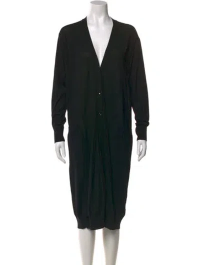 Pre-owned Max Mara Virgin Wool Midi Length Dress In Black