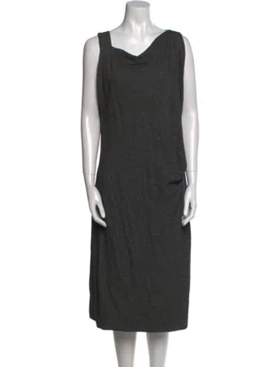 Pre-owned Max Mara Virgin Wool Midi Length Dress In Black