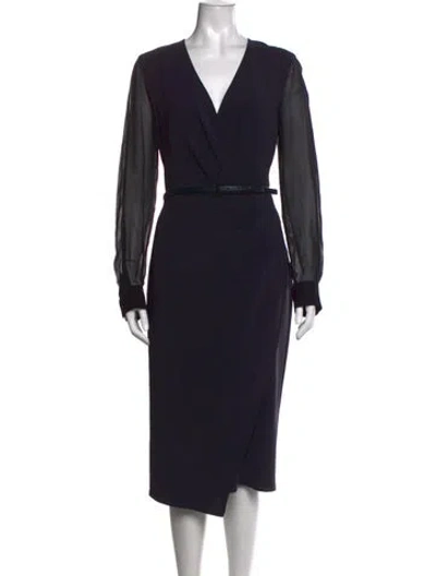 Pre-owned Max Mara Virgin Wool Midi Length Dress In Black
