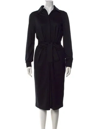 Pre-owned Max Mara Virgin Wool Midi Length Dress In Black