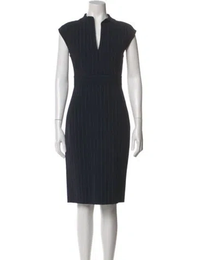 Pre-owned Max Mara Virgin Wool Midi Length Dress In Blue