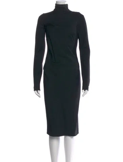 Pre-owned Max Mara Virgin Wool Midi Length Dress In Blue