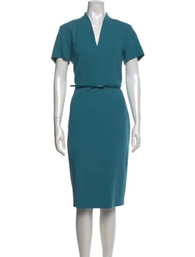Pre-owned Max Mara Virgin Wool Midi Length Dress In Blue