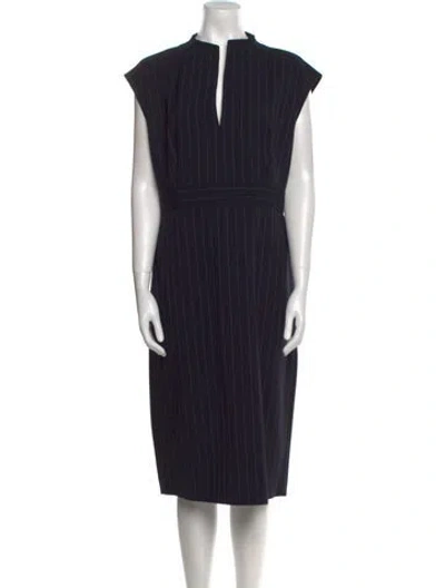 Pre-owned Max Mara Virgin Wool Midi Length Dress In Blue